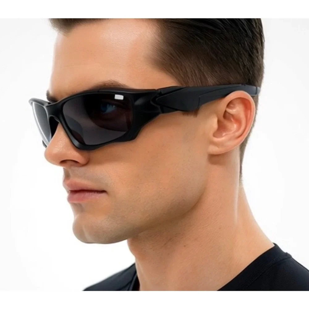 Fashion Black Polarized‎ Sport Sunglasses Safety Men UV Protection Wrap Around